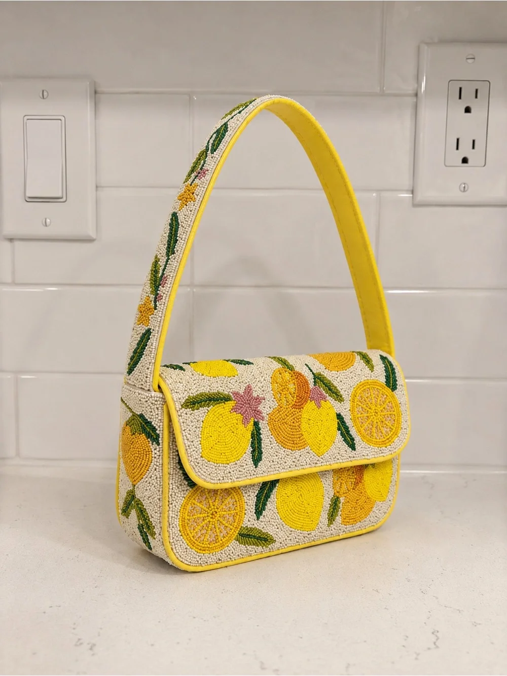 Lemon Beaded Yellow Shoulder Bag America & Beyond